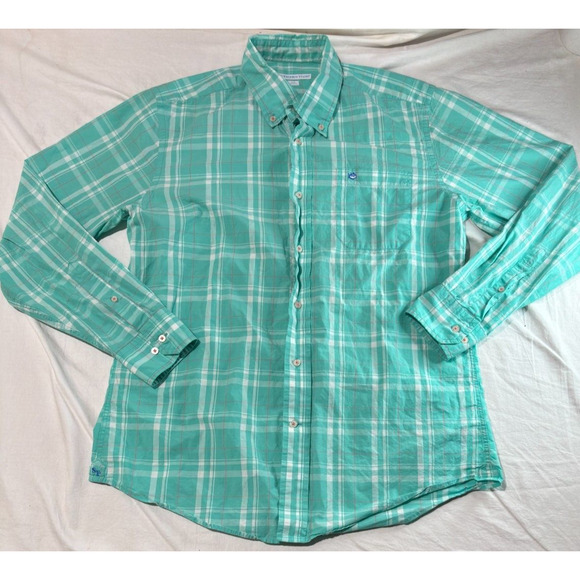 Southern Tide Button Down Shirt Blue Check Men's Size M Classic Fit - Picture 3 of 10